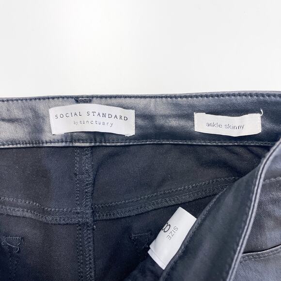 Social Standard Sanctuary Size 8 Faux Leather Ankle Skinny High Rise Pants Black - Picture 6 of 10